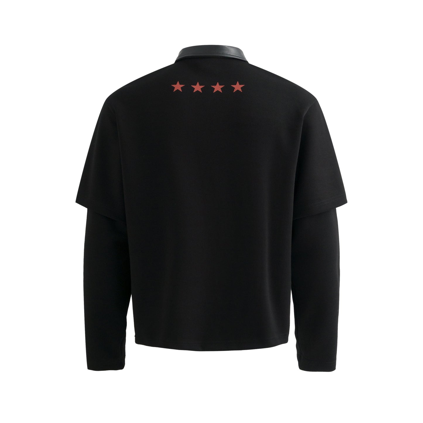 Star Print Patchwork | Leather-Neck Sweatshirt - Luxuryurbanwear