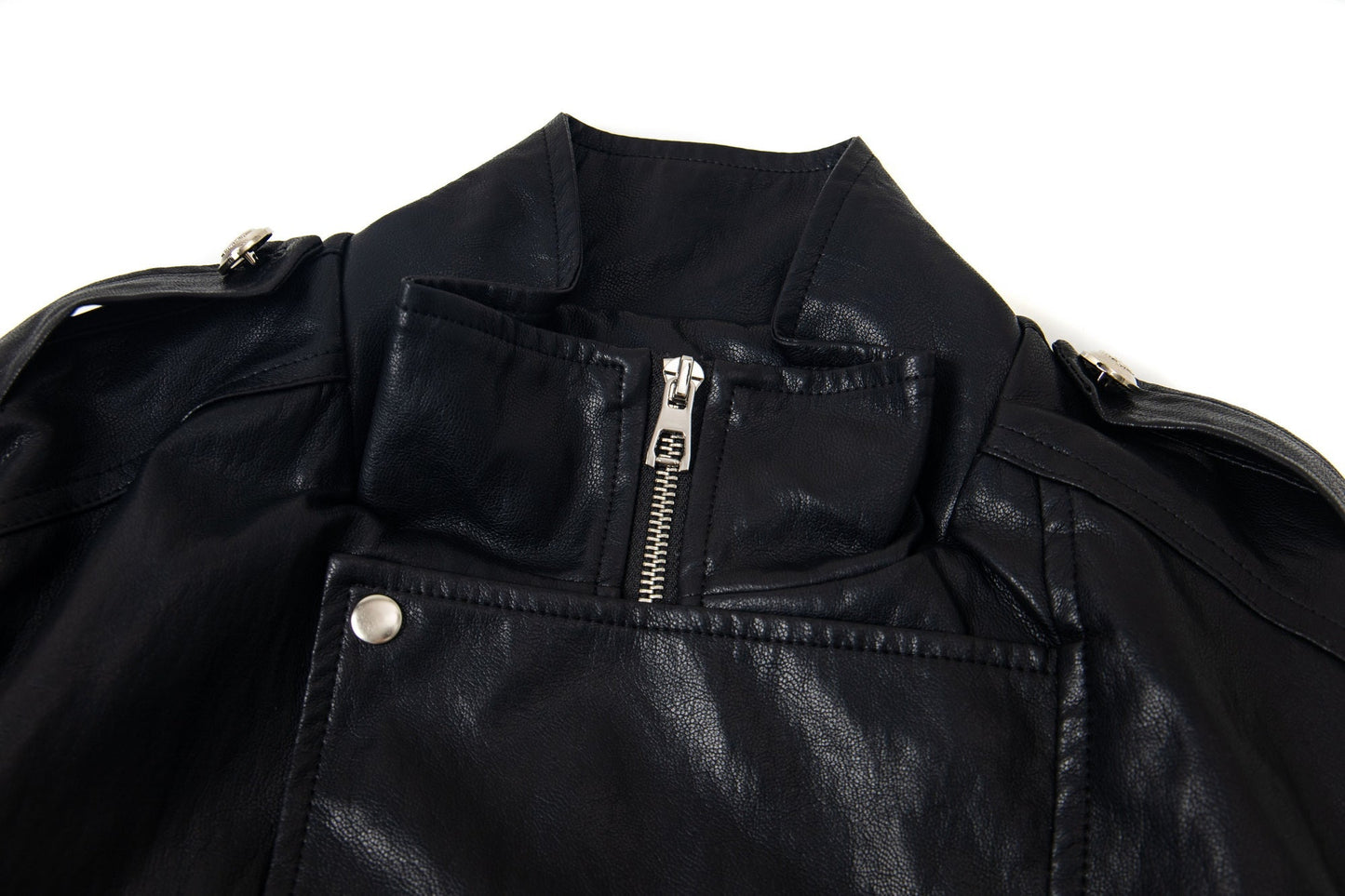 Street Rebel | Belted Faux Leather Moto Jacket - Luxuryurbanwear