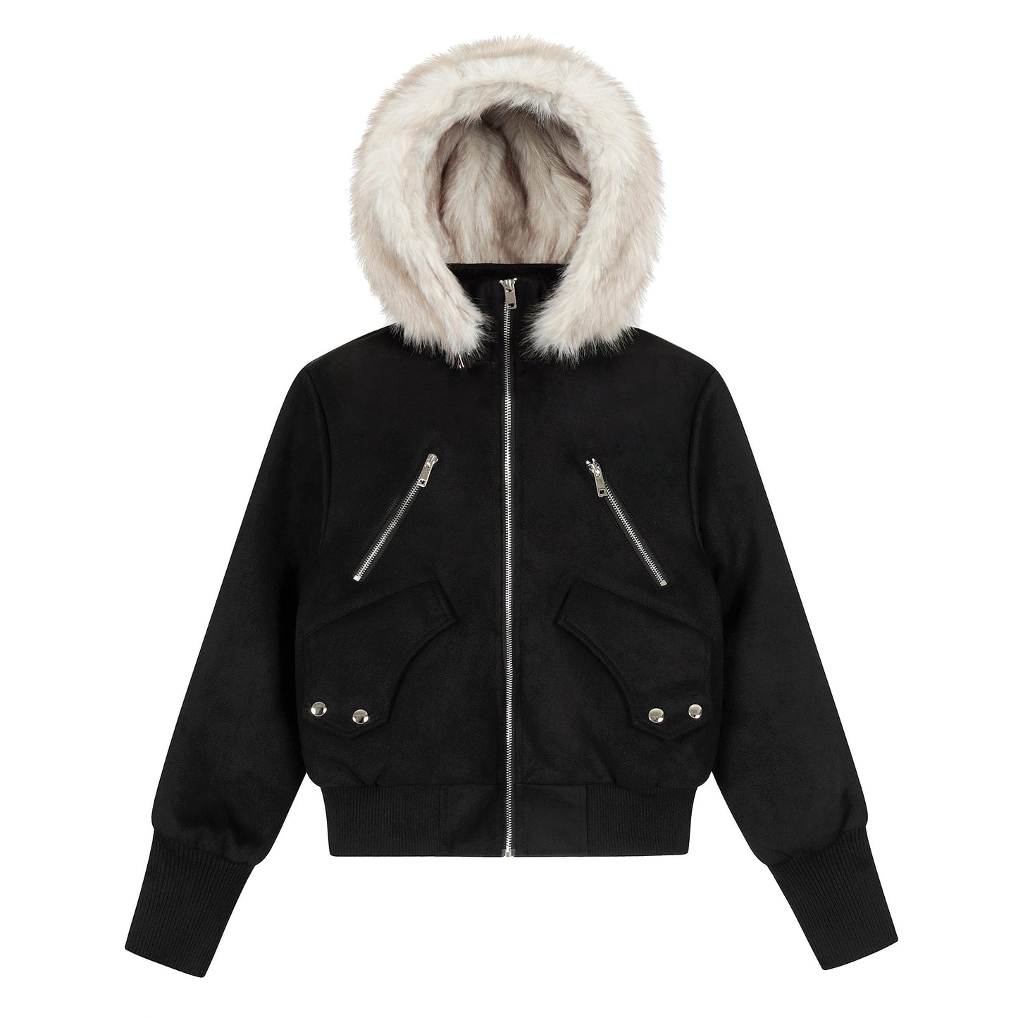 Urban Luxe | Bomber Jacket with Faux Fur Trim - Luxuryurbanwear
