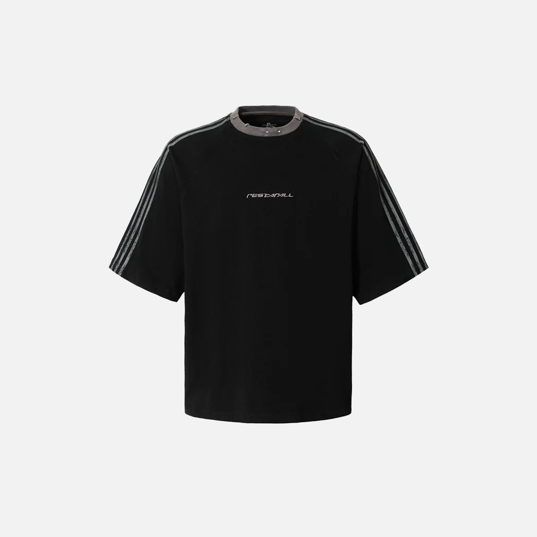 Y2K Casual Loose Fit Embroidery Stripe T-Shirt - Luxuryurbanwear