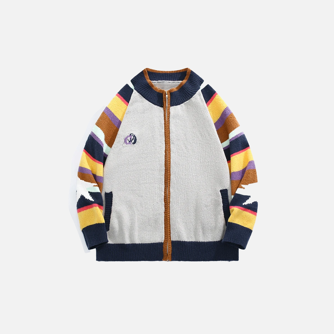 Colorful Rainbow Striped Knit Cardigan - Luxuryurbanwear