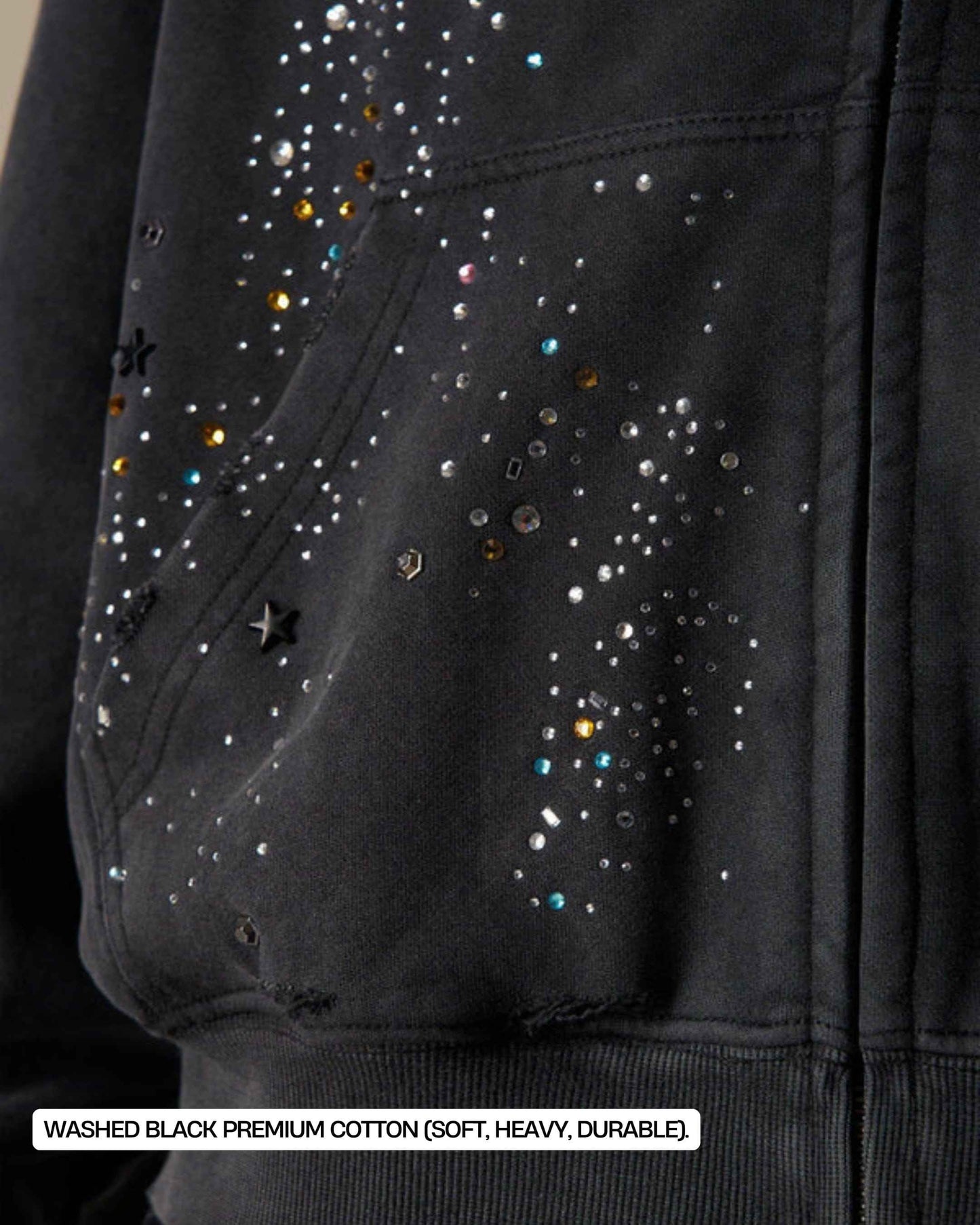 Zip Up Hoodie Rhinestone