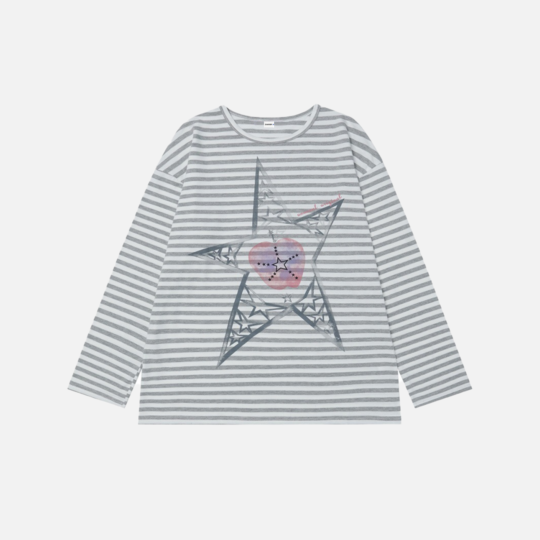 Striped Long Sleeve Hip-Hop Casual T-Shirt - Luxuryurbanwear