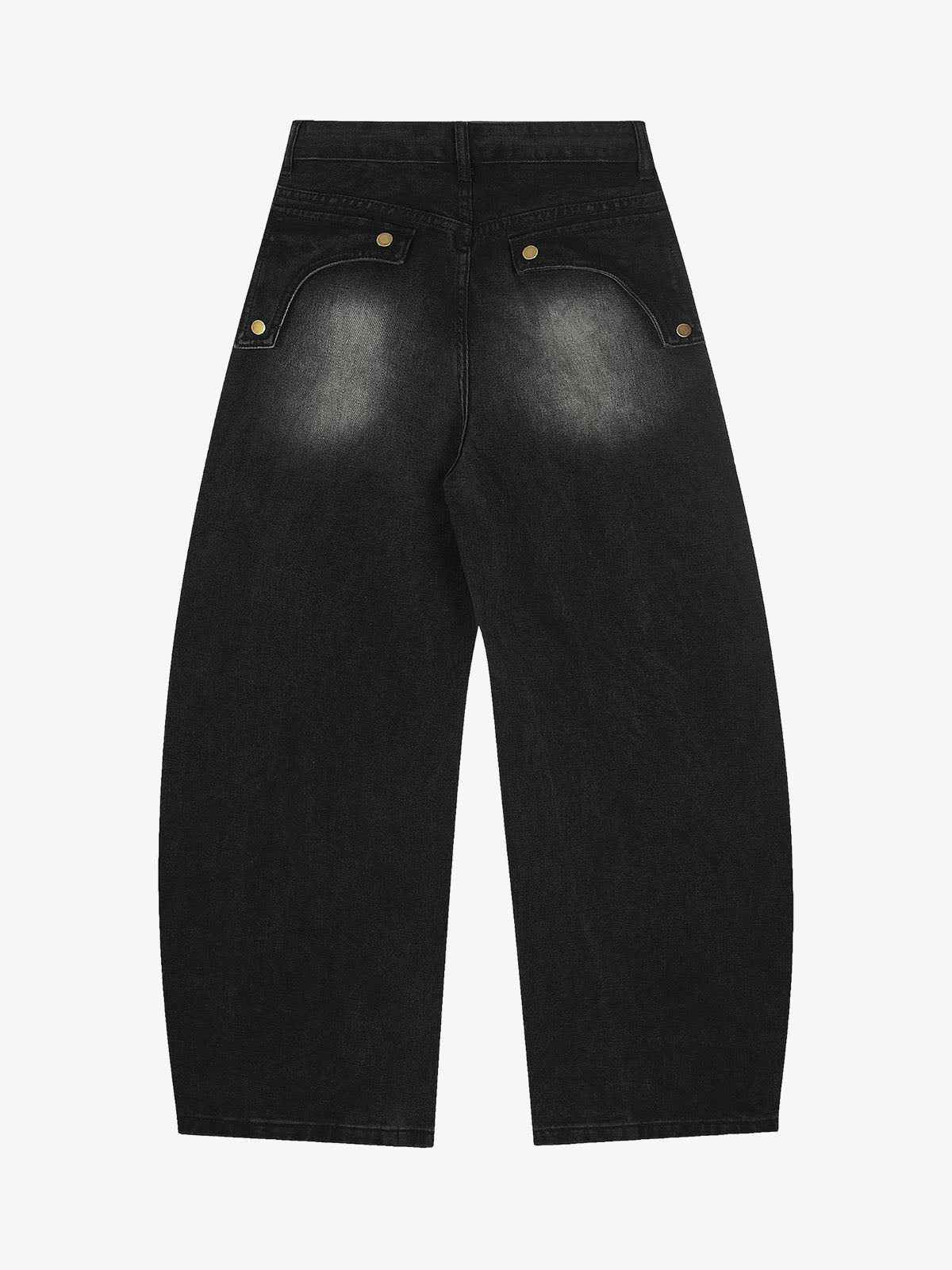 Vintage Embroidered Washed Raw-Edge Graffiti Scimitar Jeans