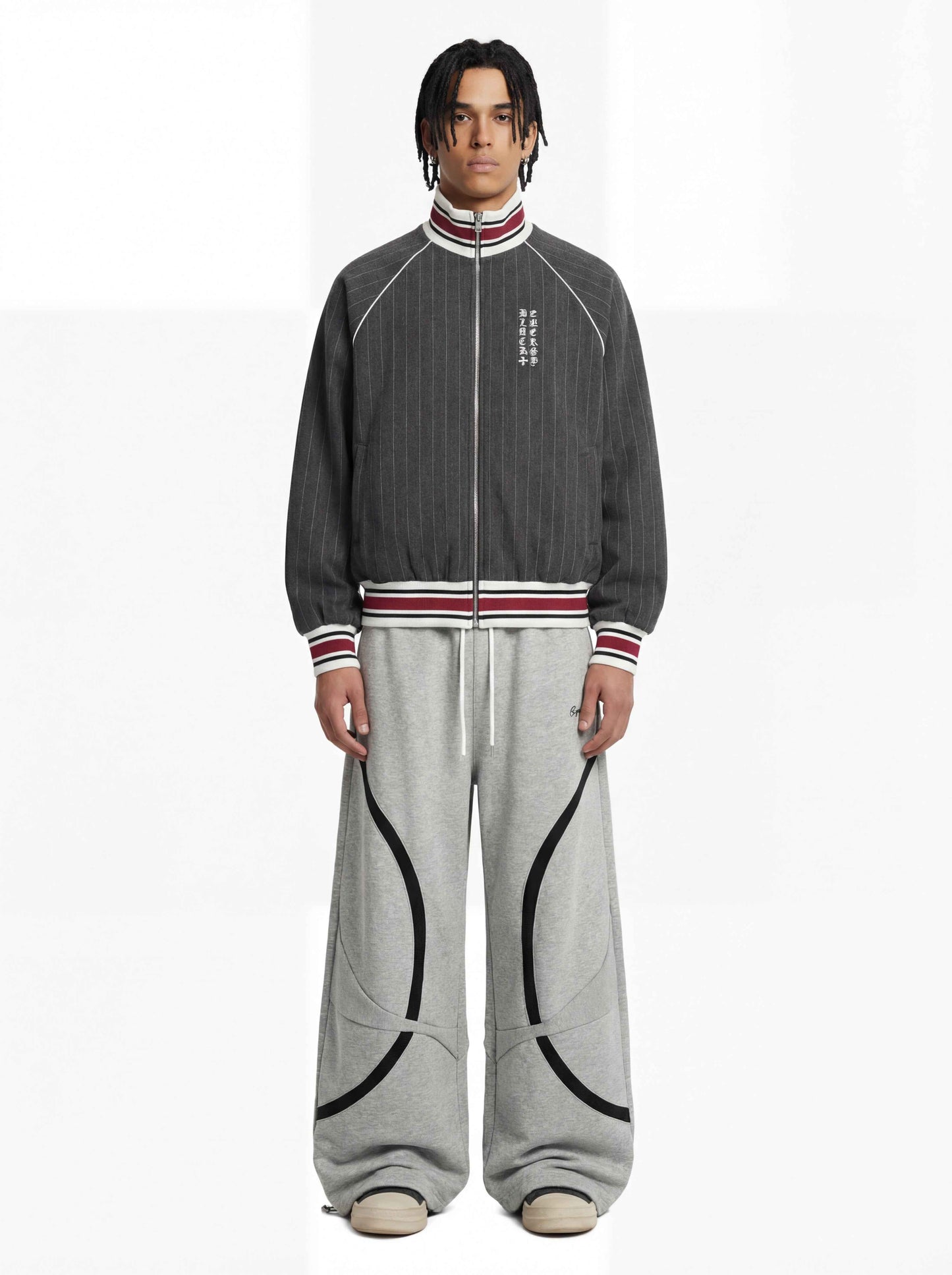 Retro Contrast Panel Drawstring Sweatpants