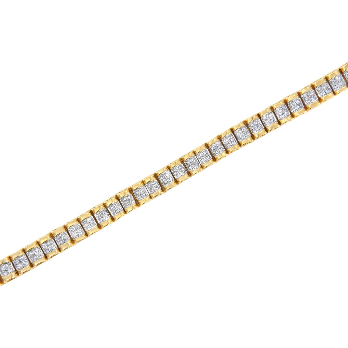 14K Yellow Gold 3.0 Cttw Princess Cut Quad Invisible Set Tennis Bracelet (H-I Color, SI1-SI2 Clarity) - 7â€