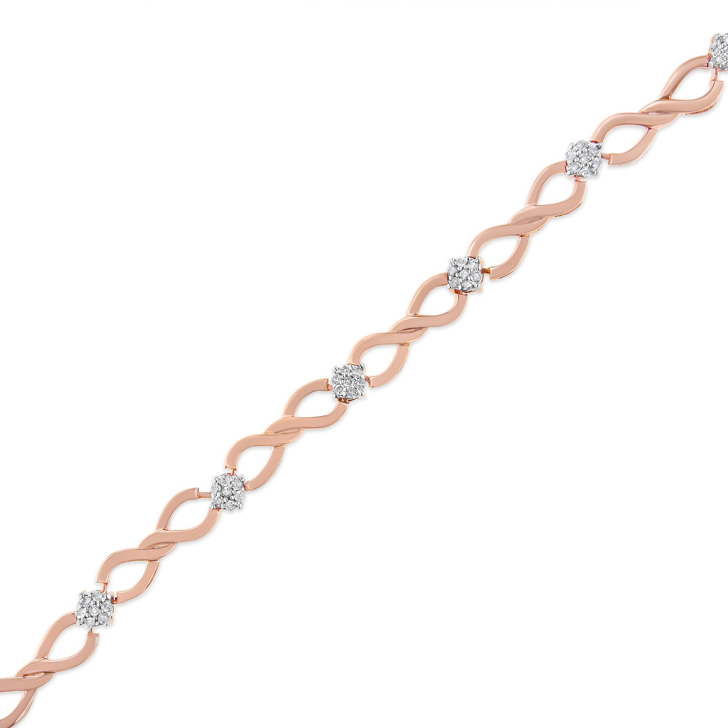 10K Rose Gold Plated .925 Sterling Silver 1/2 Cttw Diamond Infinity Link Tennis Bracelet (H-I Color, I2-I3 Clarity) -7â€