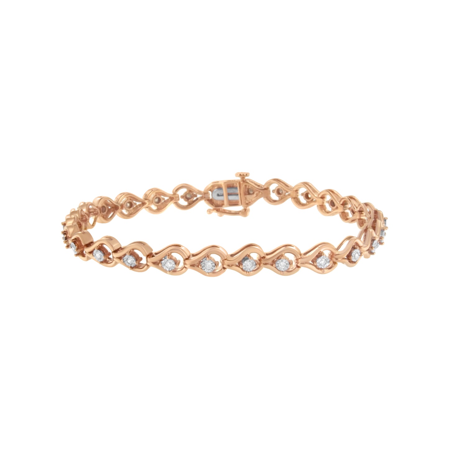 .925 Sterling Silver 1/4 Cttw Diamond Miracle-Set Teardrop Shaped 7†Link Bracelet (I-J Color, I3 Clarity)