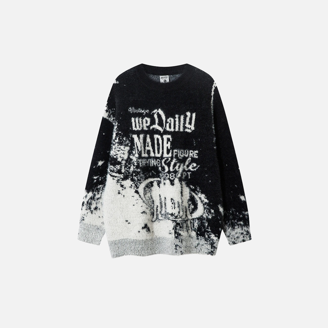 Women Fashionable Retro Letter Knitted Hip Hop Sweater - Luxuryurbanwear