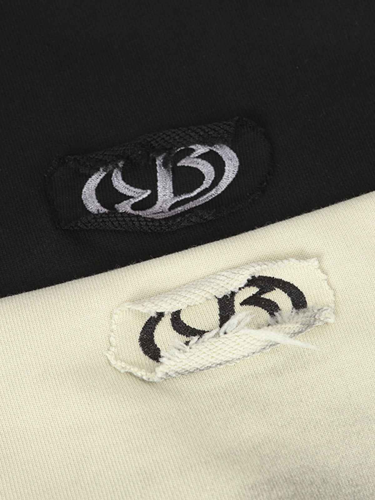 Hip-Hop Wasteland Ink-Dyed Raw Edge Hoodie