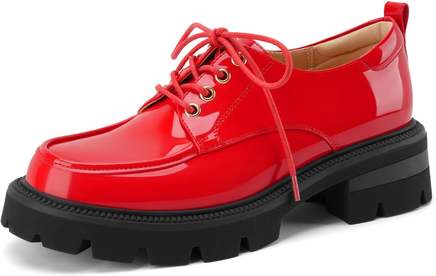 LUW Women's Platform Chunky Heeled Oxford Shoes