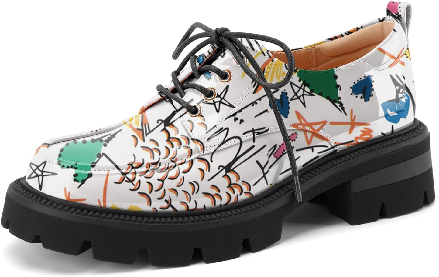 LUW Women's Platform Chunky Heeled Oxford Shoes