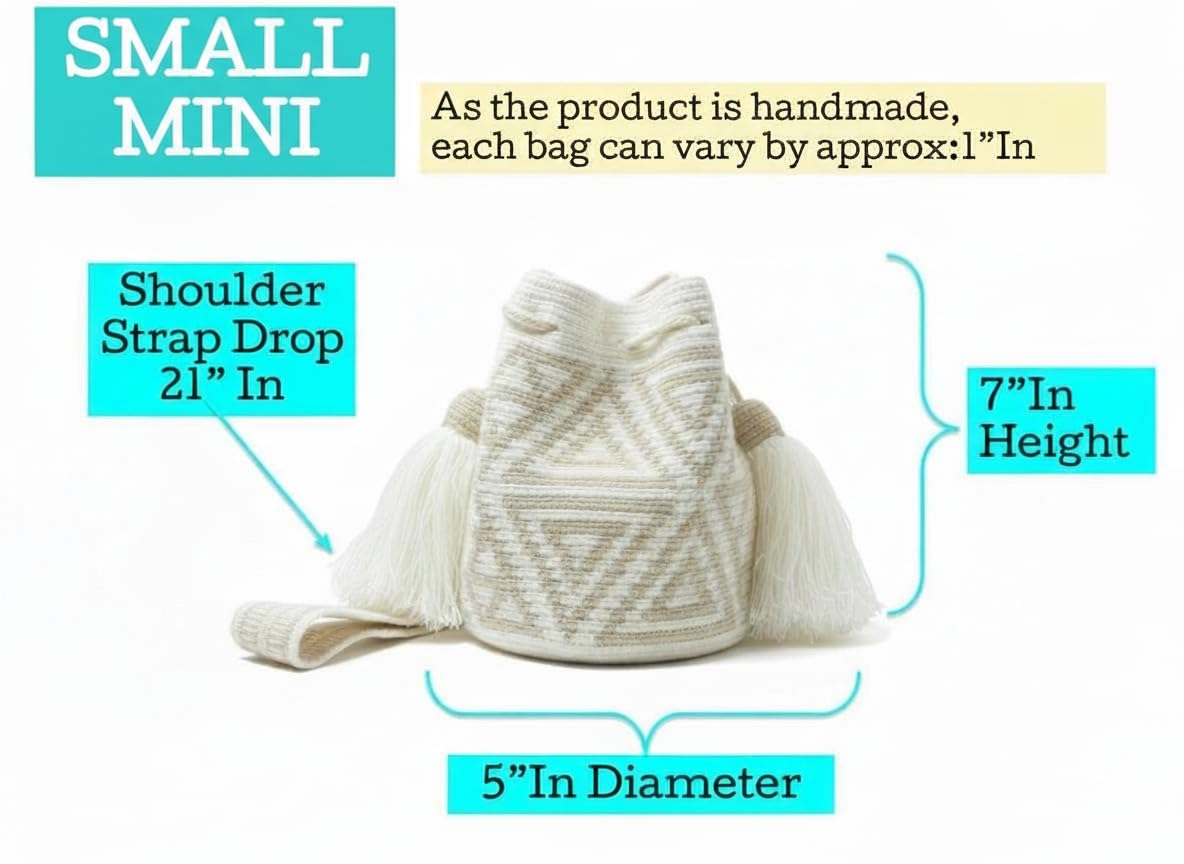 SMALL WAYUU Mochila Bag For Women original bolsa tejida colombiana authentic crochet pattern Gift from Colombia