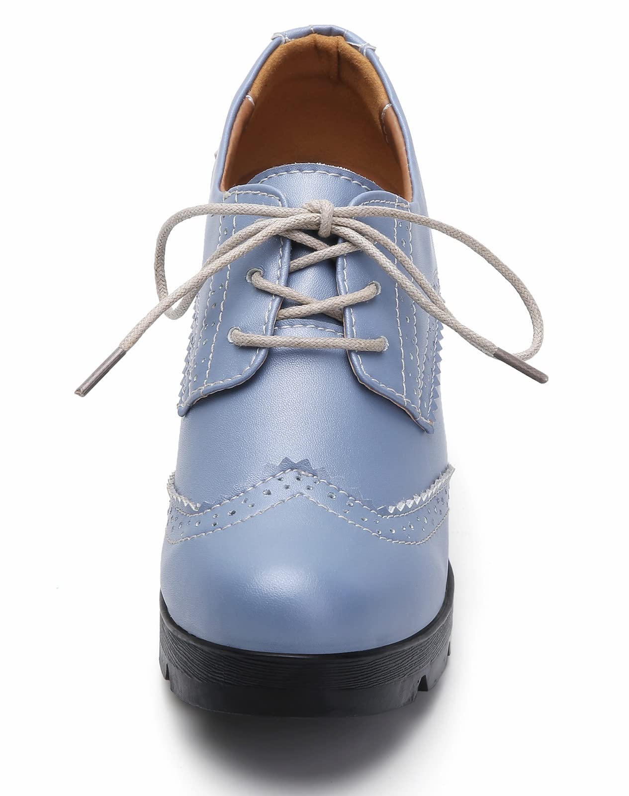 LUW Women's Leather Platform Chunky Oxford Shoes