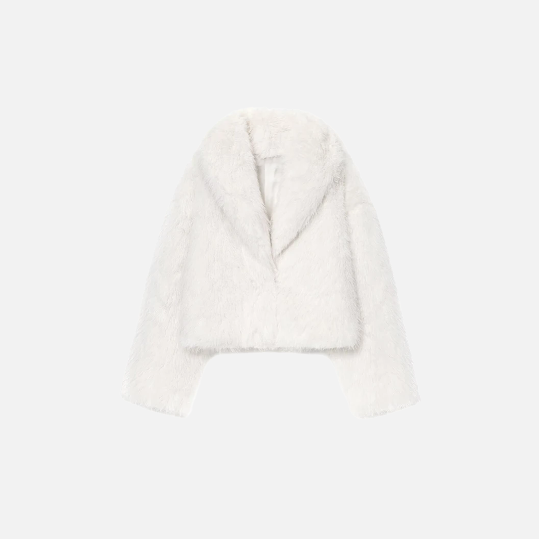 Comfortable Elegant White Faux Fur Casual Jacket - Luxuryurbanwear