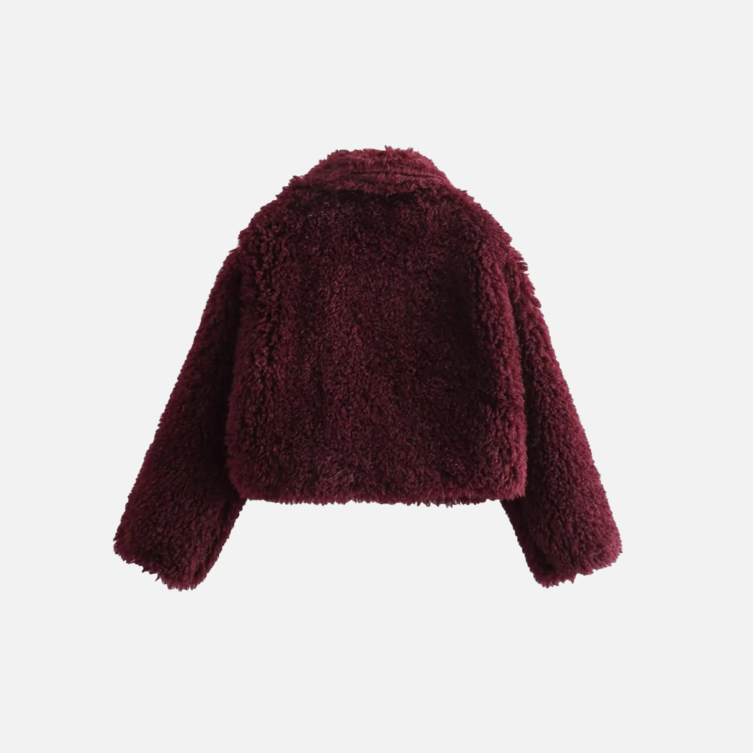 Y2K Comfortable Red Angora Faux Fur Jacket - Luxuryurbanwear