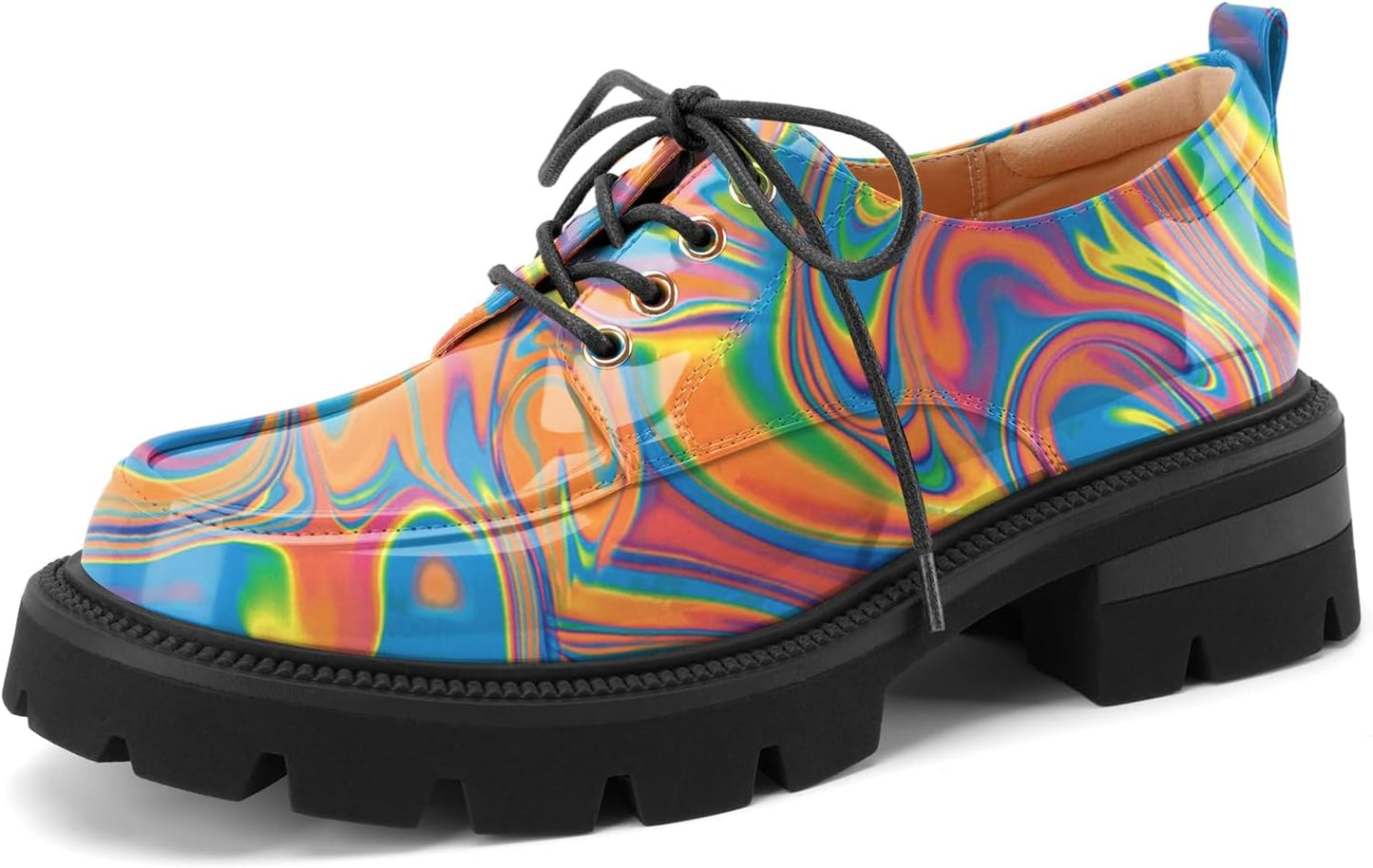 LUW Women's Platform Chunky Heeled Oxford Shoes