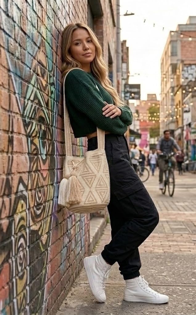 MEDIUM Wayuu Mochila Bag For Women original bolsa tejida colombiana authentic crochet pattern Gift from Colombia | AUTHENTIC WAYUU
