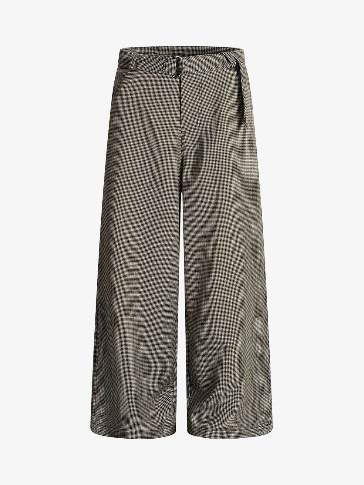 Belted Houndstooth Blazer Pants