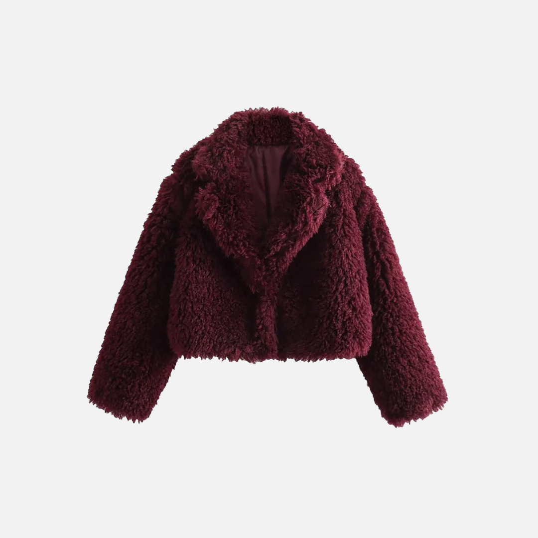 Y2K Comfortable Red Angora Faux Fur Jacket - Luxuryurbanwear