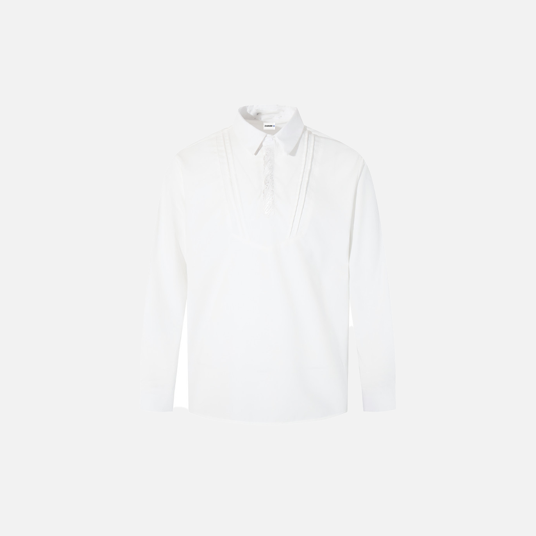 Vibe Floral Embroidered Polo Collar Long Sleeve T-Shirt - Luxuryurbanwear