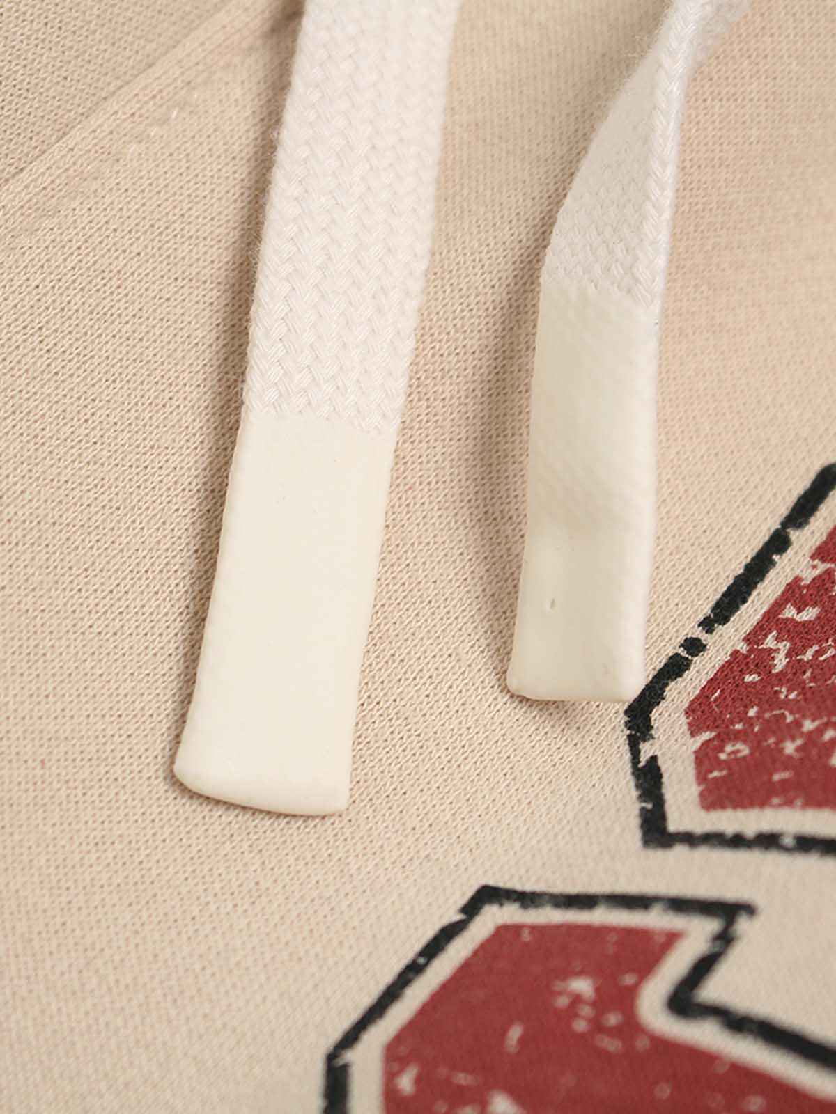 Retro Fleece-Lined Color-Block Letter Print Baggy Pants