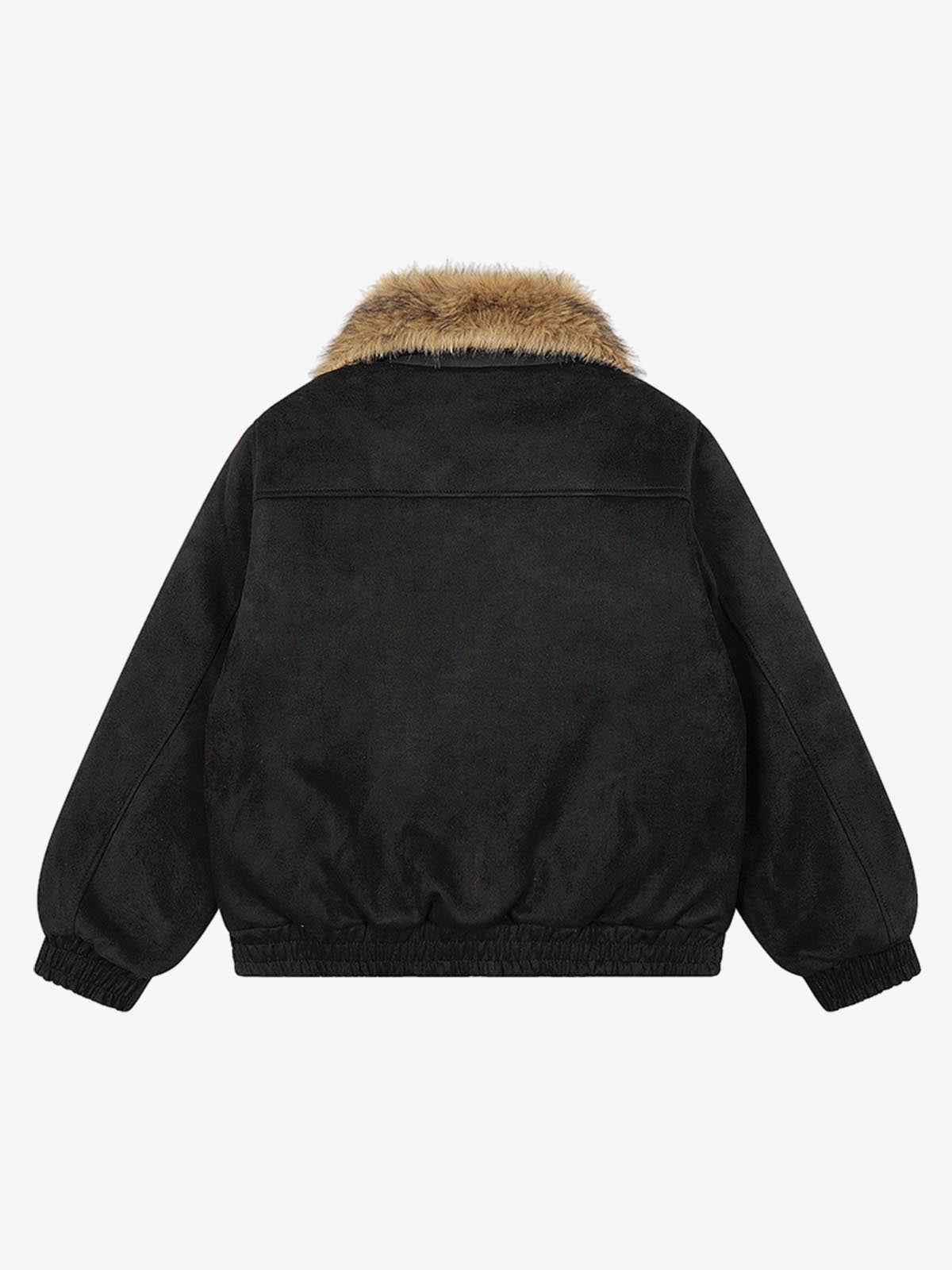 Vintage Distressed Deconstructed Faux Fur Collar Jacket