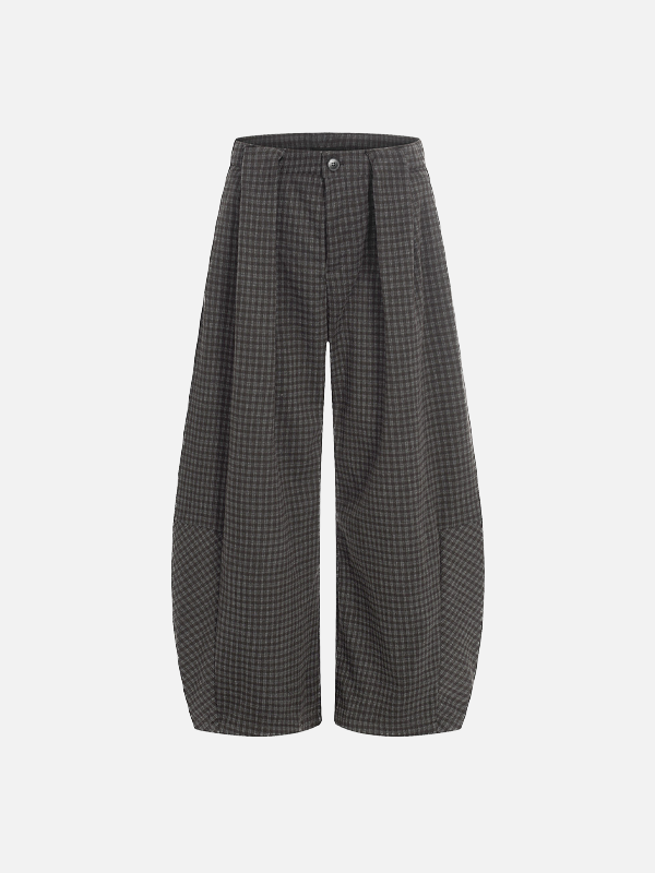 Trendy Old Money Style Plaid Wide Leg Pants - Luxuryurbanwear