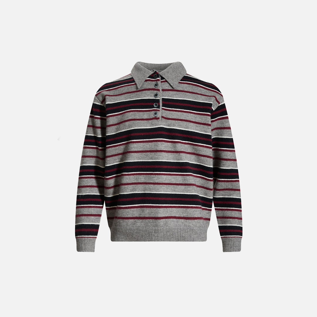 Premium Striped Button-down Knit Sweater - Luxuryurbanwear
