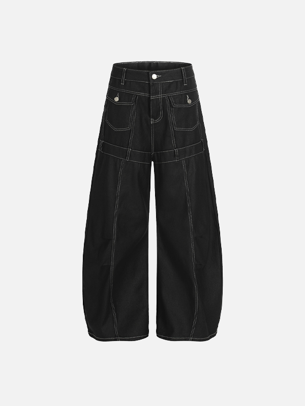 Cutting Edge Distressed Denim Wide-Leg Jeans - Luxuryurbanwear