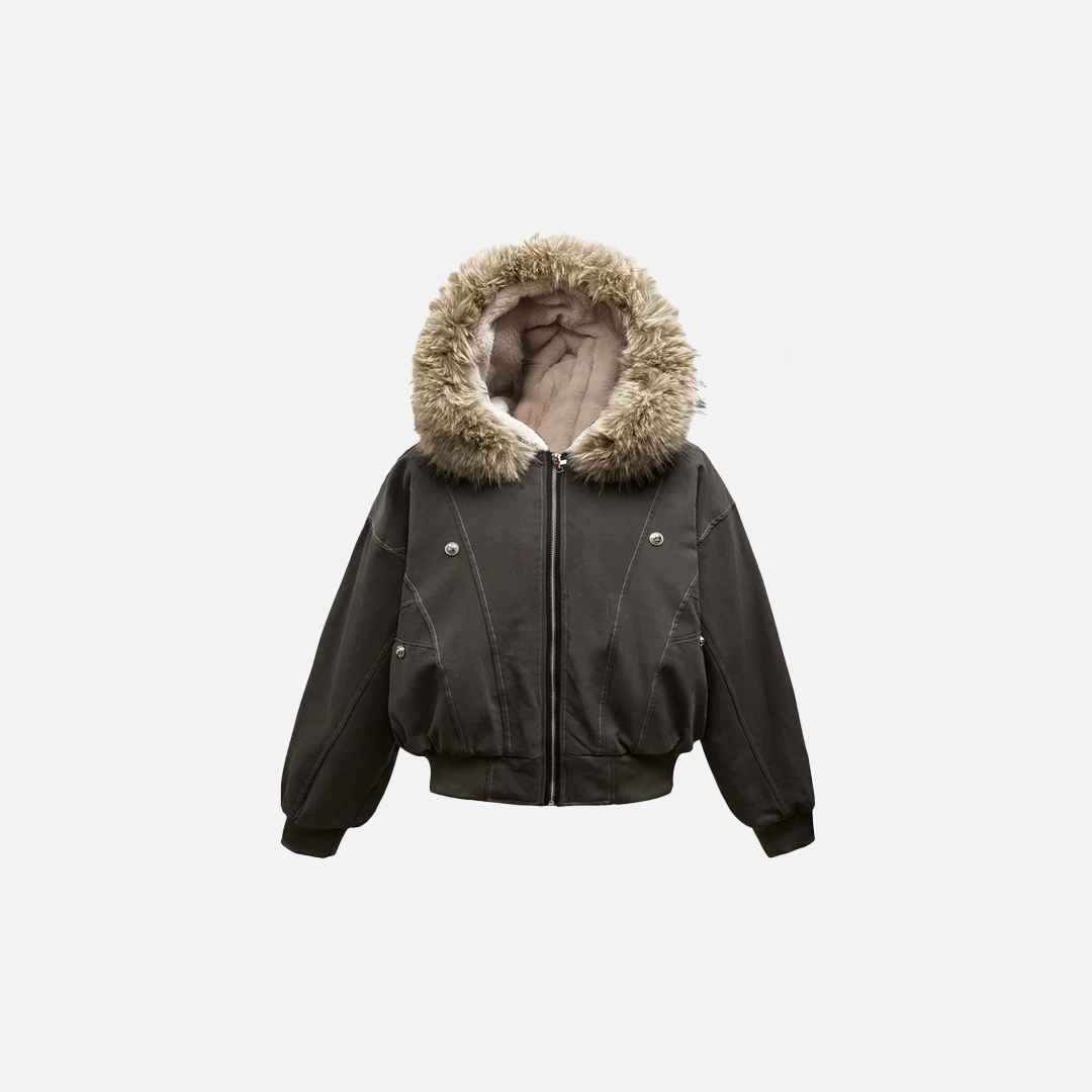 Arctic Luxe Fur-Trimmed Hooded Bomber Jacket - Luxuryurbanwear