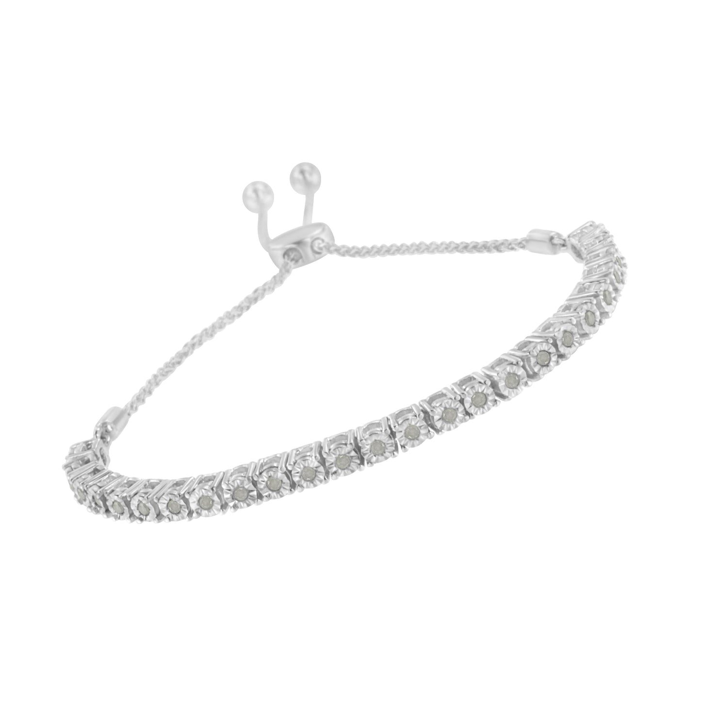 10K Yellow Gold over .925 Sterling Silver 1/4 Cttw Miracle-Set Diamond 4â€-10†Adjustable Bolo Tennis Bracelet (I-J Color, I3 Clarity)