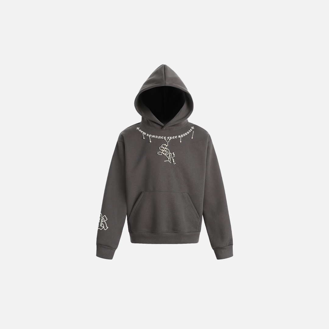 Y2K Streetwear Gothic Beaded Oversized Hoodie - Luxuryurbanwear