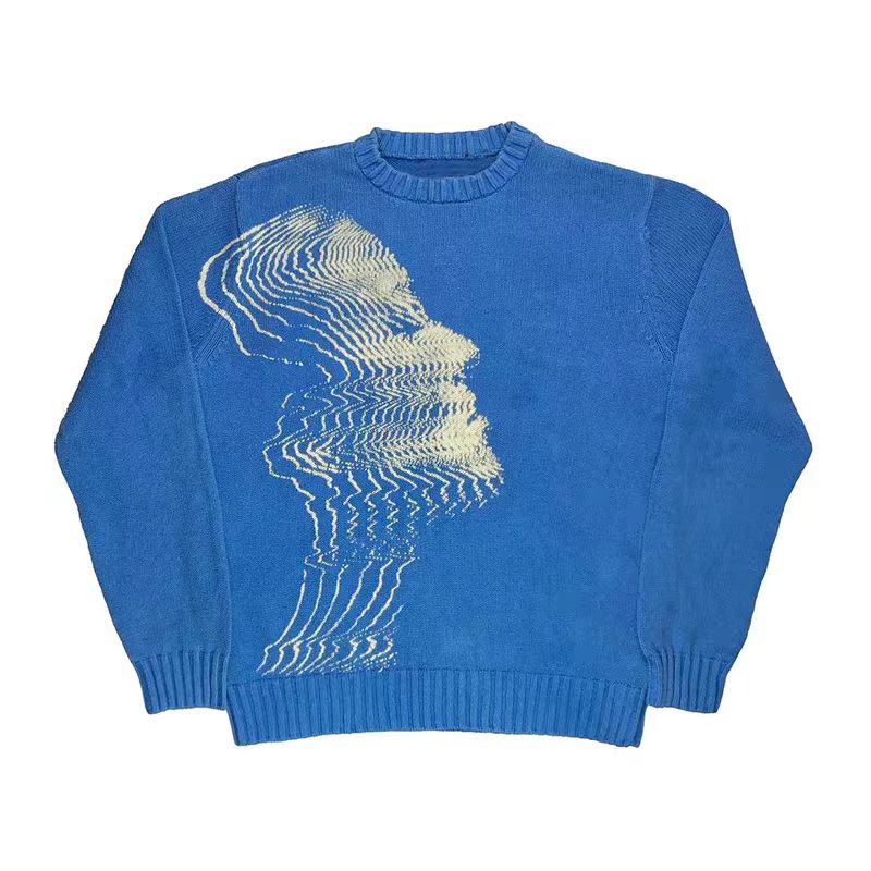 Echoed Visions | Abstract Face Art Sweater - Luxuryurbanwear