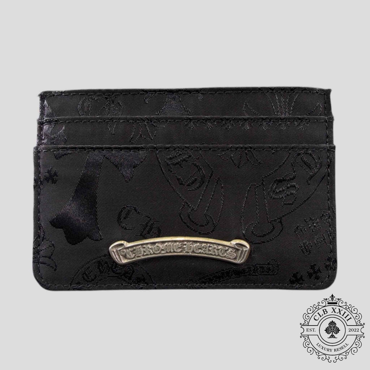 Chrome Hearts Nylon Motif Scroll Plate Cardholder in Black