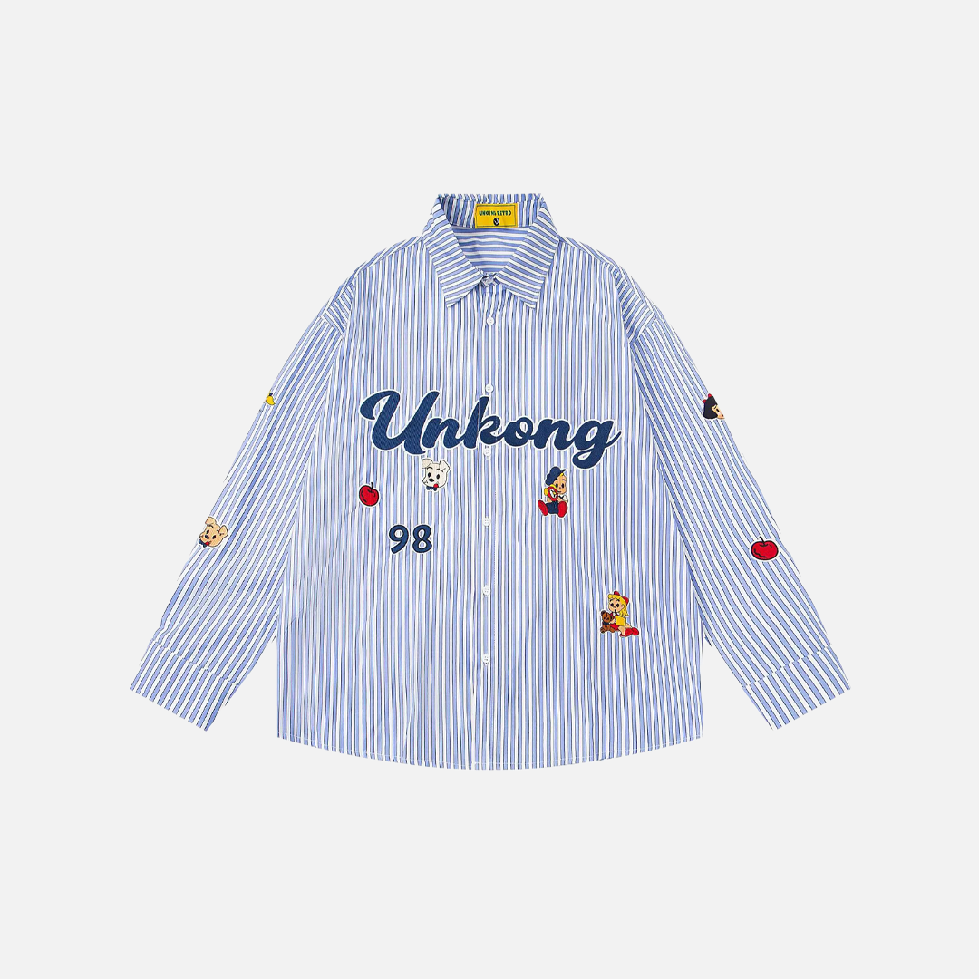 Durable Striped Autumn Letter Embroidered Casual Shirt - Luxuryurbanwear