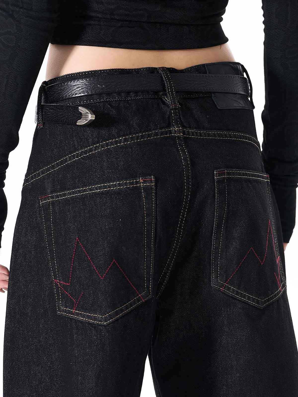 Dark Gothic Graphic Wide-Leg Jeans - Luxuryurbanwear