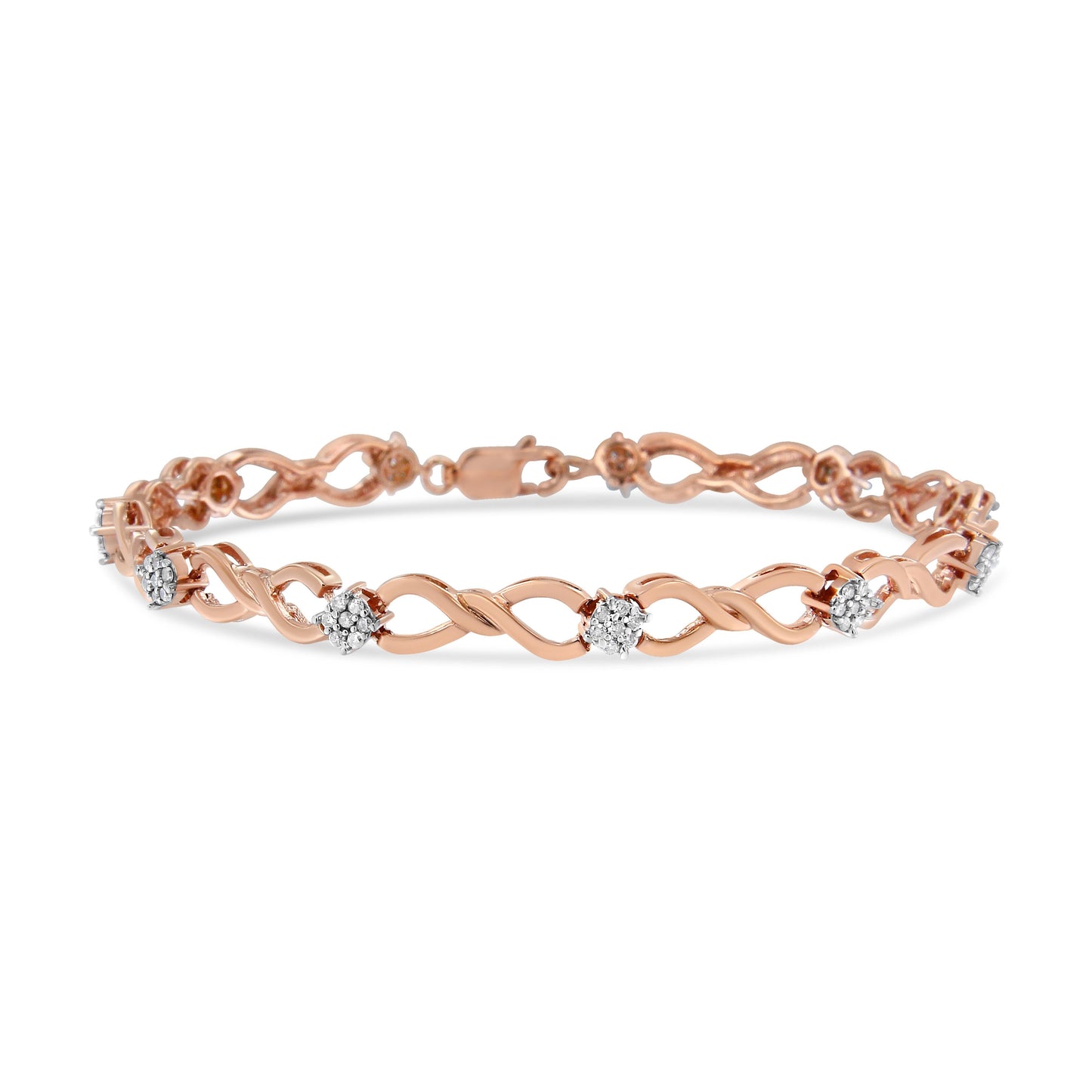 10K Rose Gold Plated .925 Sterling Silver 1/2 Cttw Diamond Infinity Link Tennis Bracelet (H-I Color, I2-I3 Clarity) -7â€