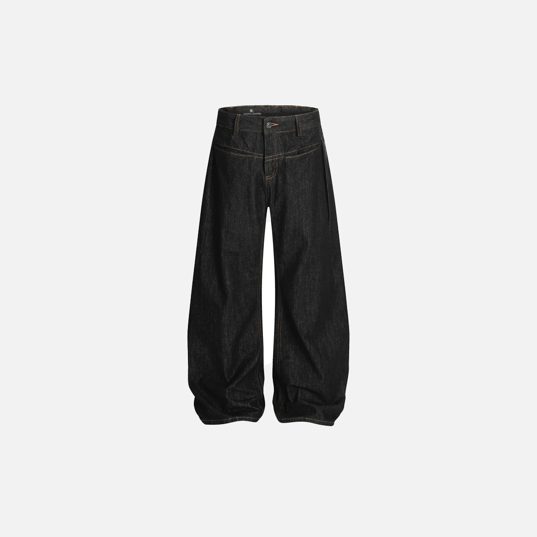 Solid Color Retro Dark Loose Wide Leg Jeans - Luxuryurbanwear