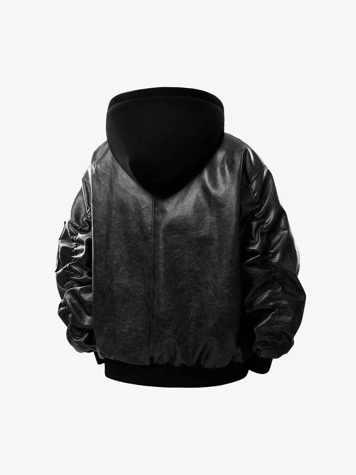 Retro Distressed Washed PU Leather Cotton Jacket
