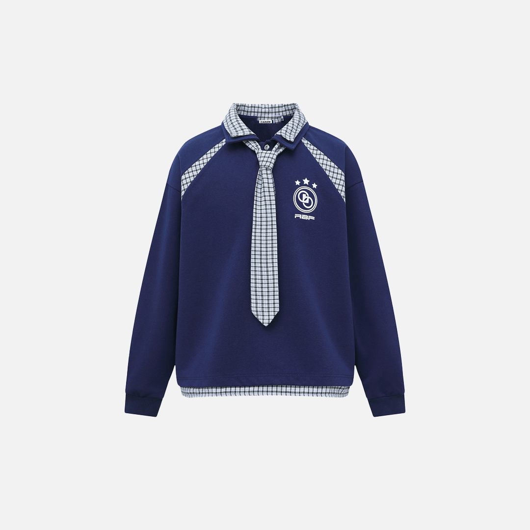 Streetwear Long Sleeve Polo Collar With Tie Sweatshirt - Luxuryurbanwear
