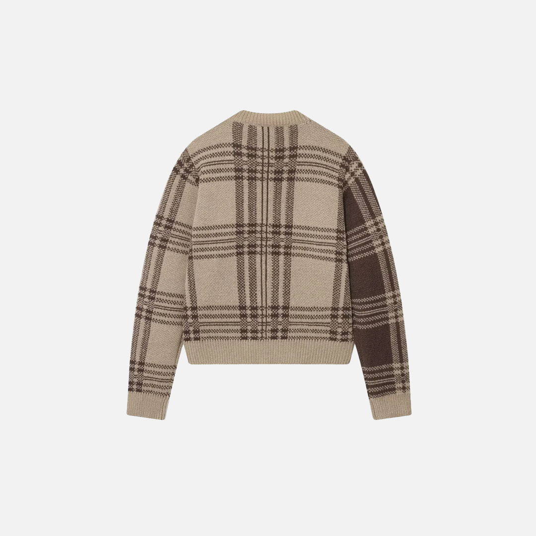 Vintage Old Money Style Checkered Knitted Cardigan - Luxuryurbanwear