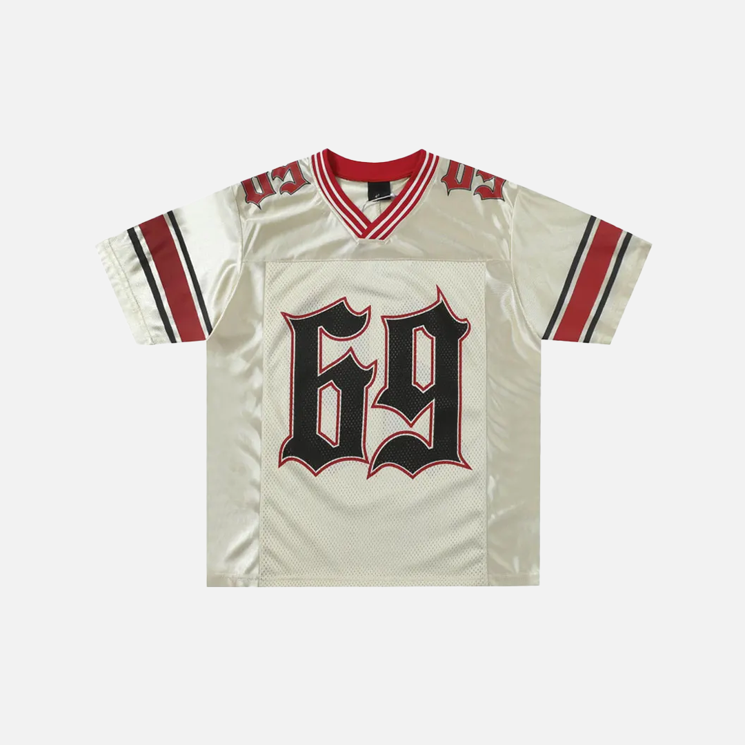 Plush Graphic Print Patchwork V-Neck Sport T-Shirt - Luxuryurbanwear