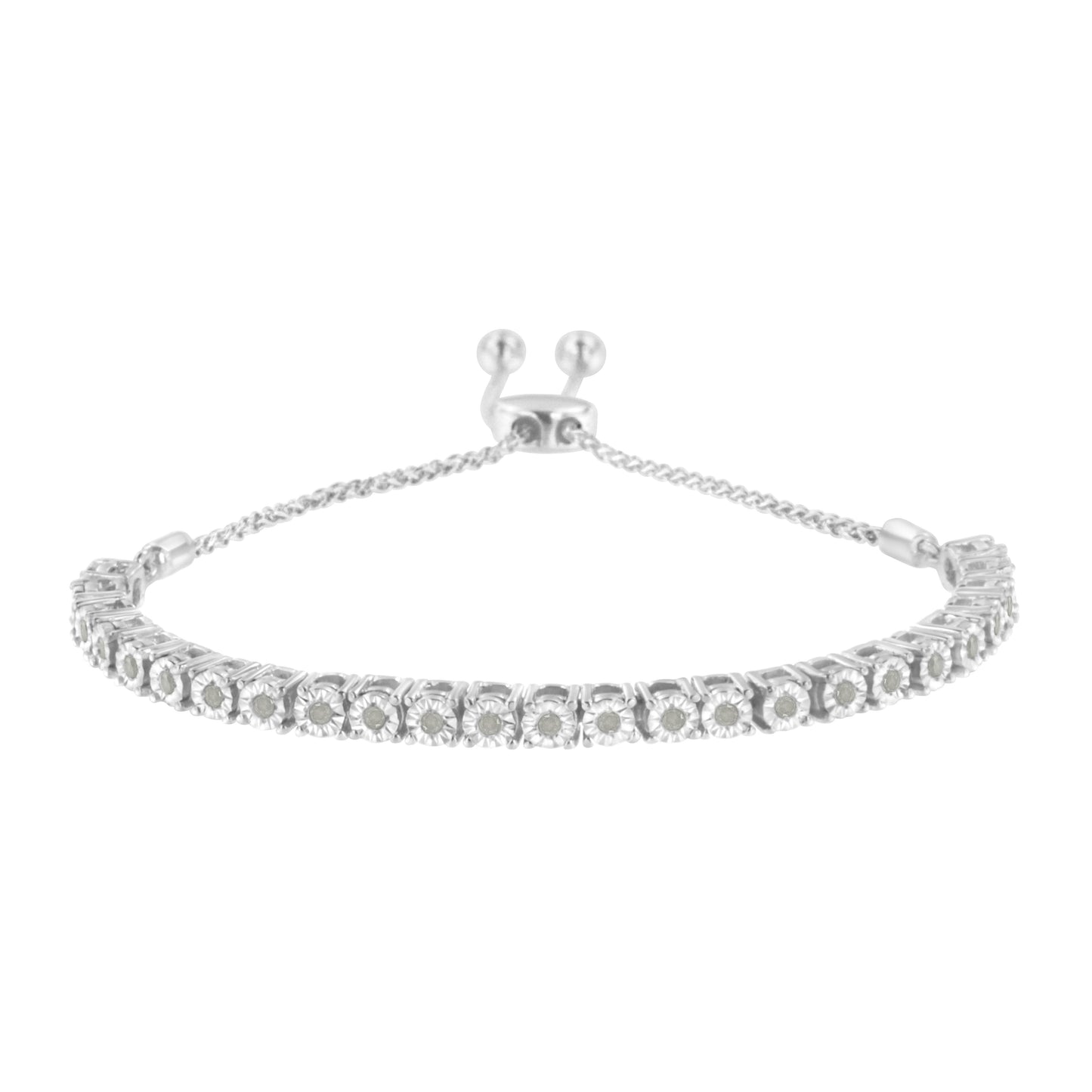 10K Yellow Gold over .925 Sterling Silver 1/4 Cttw Miracle-Set Diamond 4â€-10†Adjustable Bolo Tennis Bracelet (I-J Color, I3 Clarity)