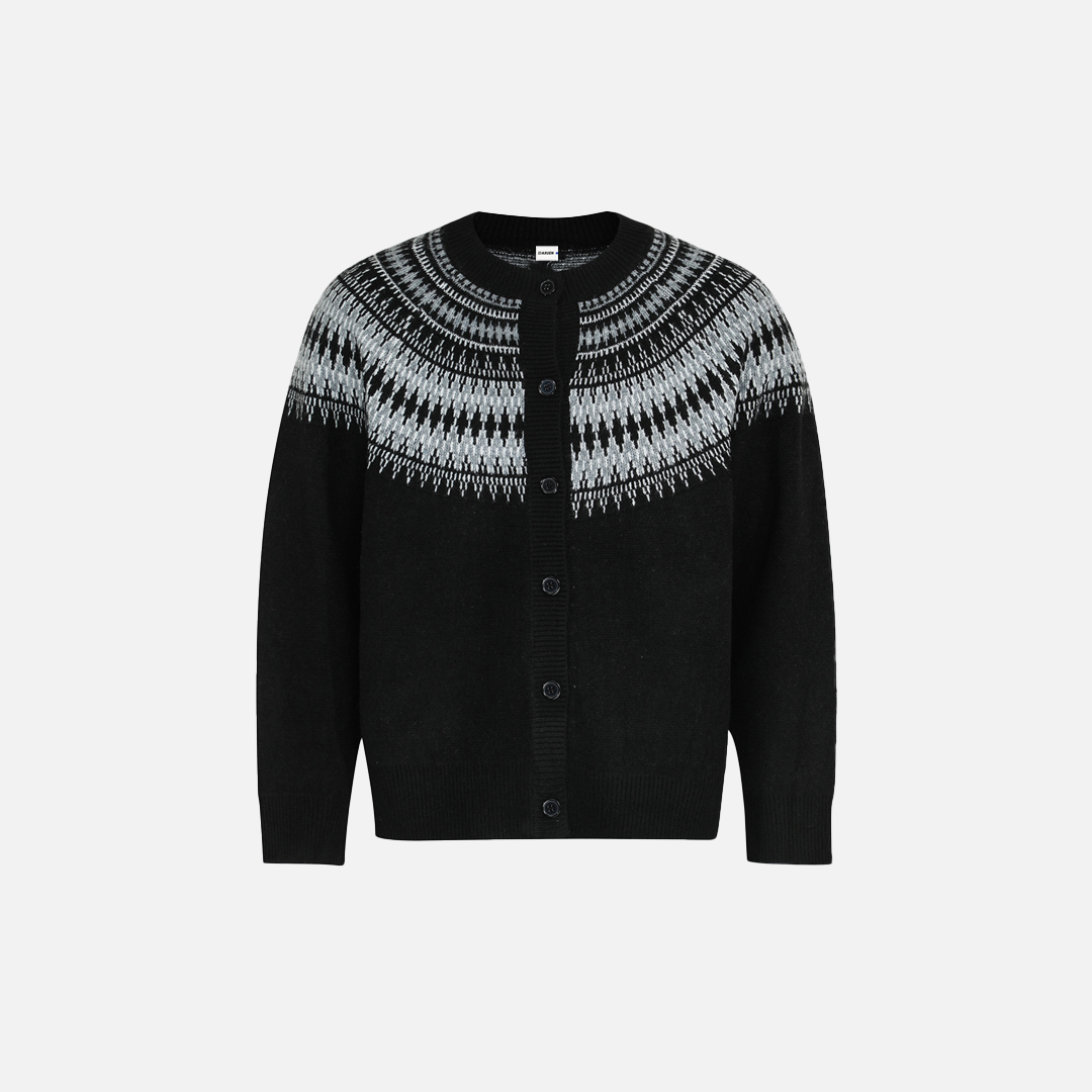 Flattering Tribal Totem Jacquard Knit Round neck Cardigan - Luxuryurbanwear