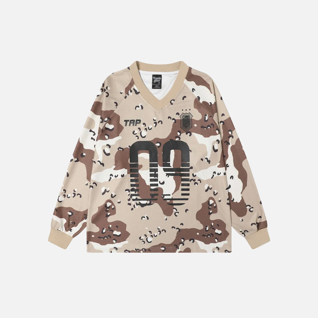 Camouflage Waffle Texture Long Sleeve T-Shirt - Luxuryurbanwear