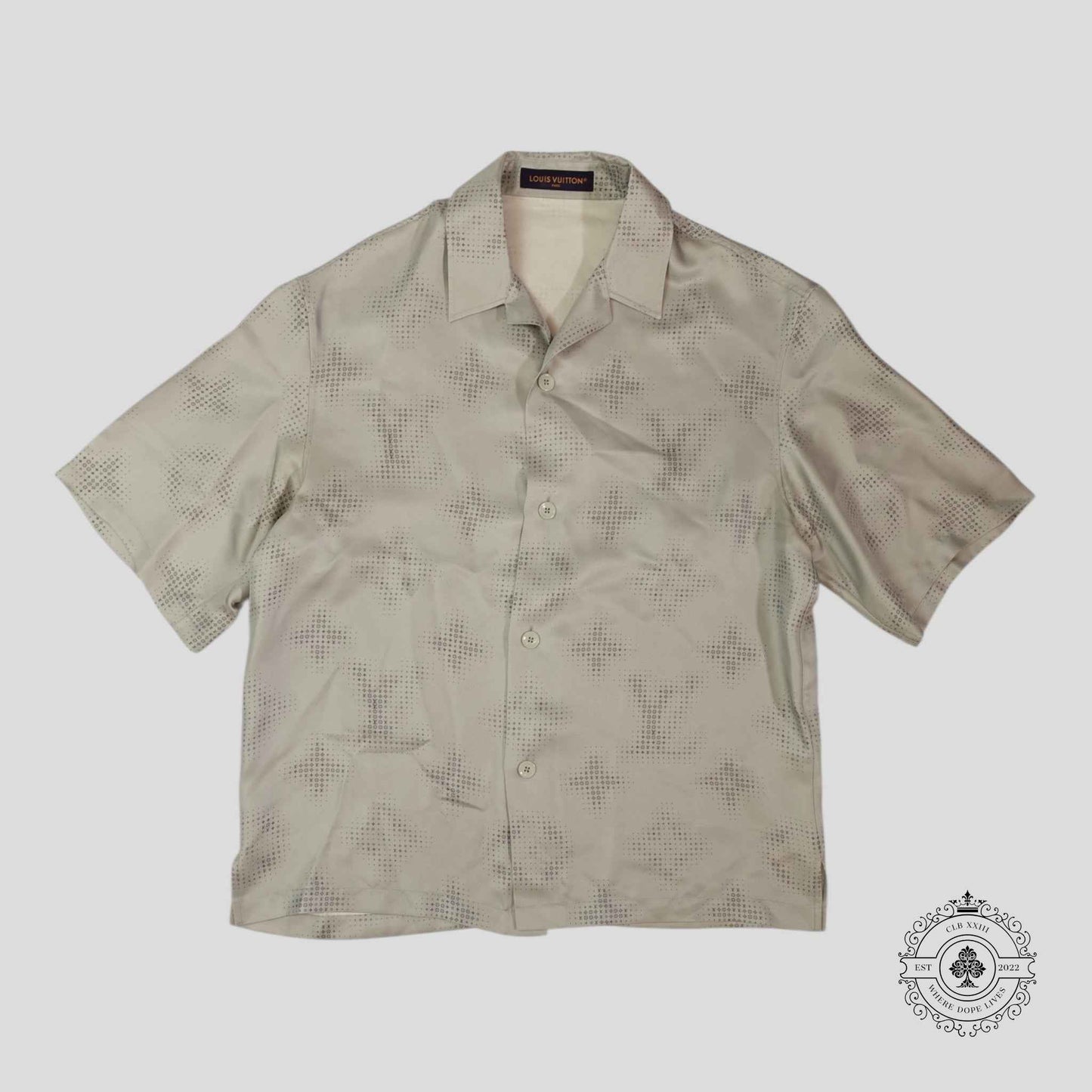 Louis Vuitton Monogram Silk Button Up Shirt in Grey