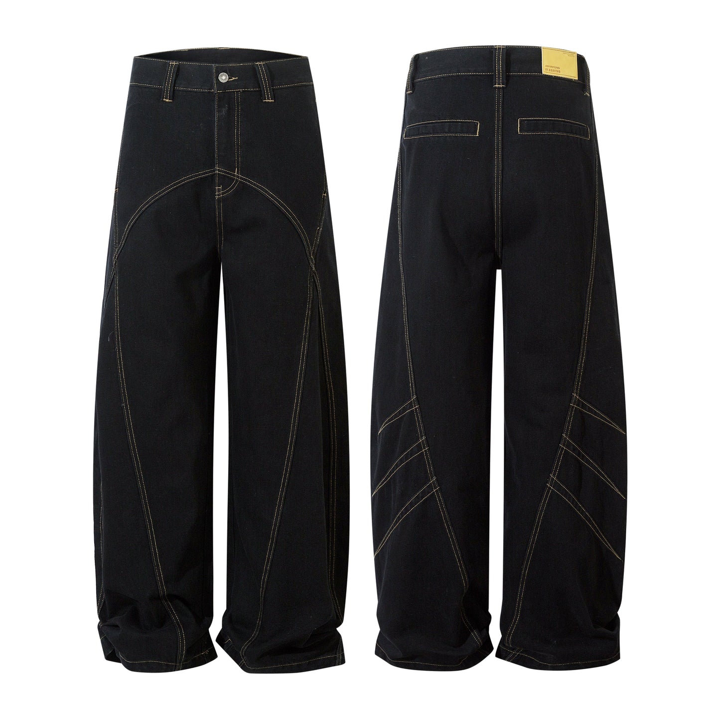 Geometric Stitch | Black Jeans - Luxuryurbanwear