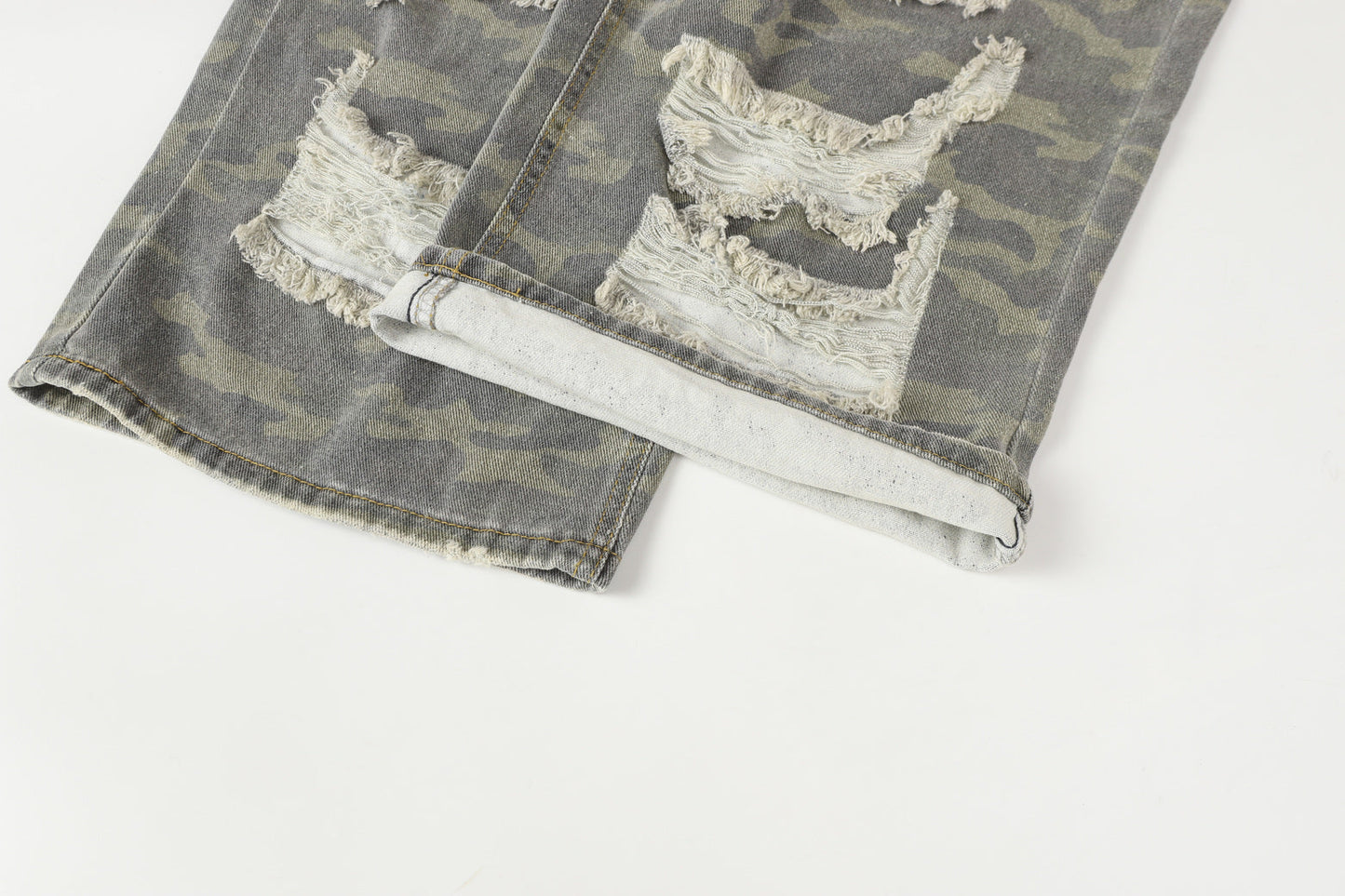 Ripped Denim Camo | Layered Jeans - Luxuryurbanwear