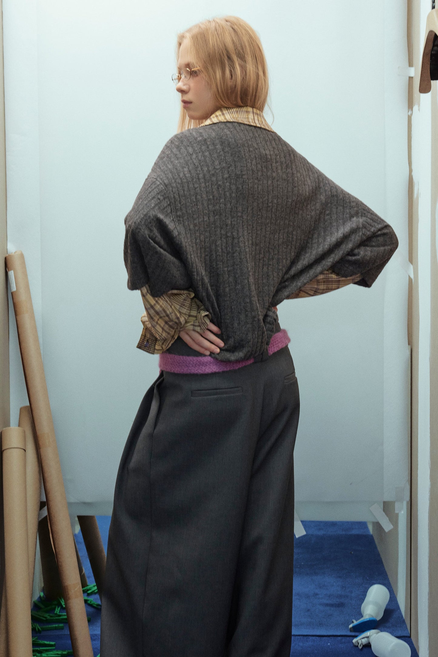 Vintage Plaid Teddy | V-Neck Sweatshirt - Luxuryurbanwear